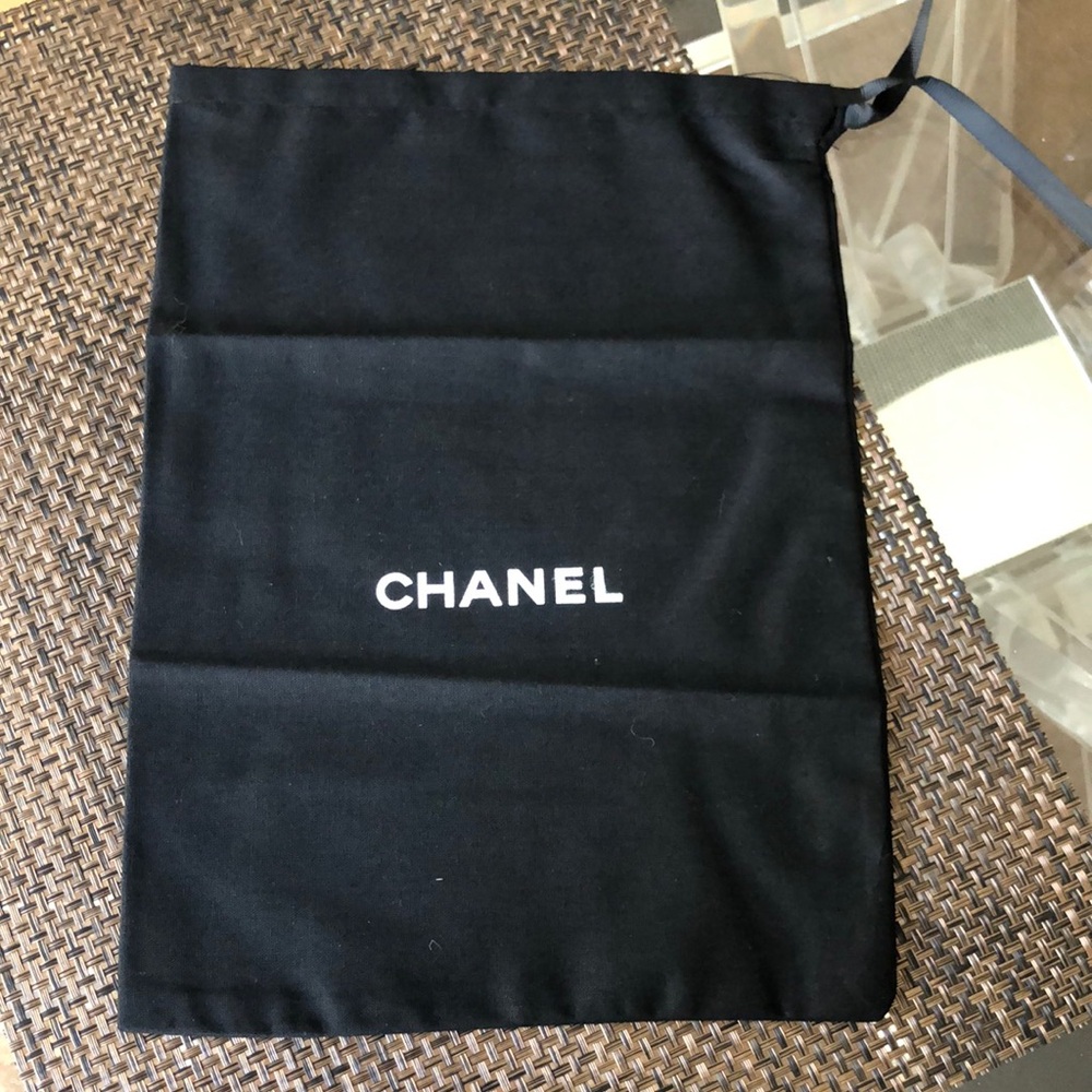 CHANEL Black Dust Bag with White Logo 9.25x13 inches